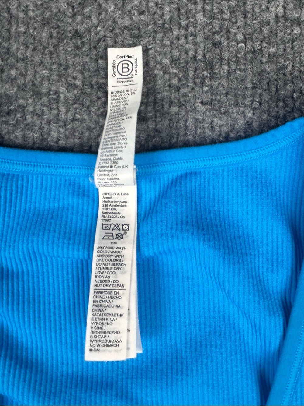 Athleta Aurora Crop Rib Tank Top Blue Seamless VNeck Medium Gym Athleisure Yoga - Picture 3 of 8